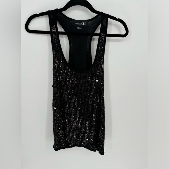 Forever 21 Black Sequins Tank Top Size Medium - Picture 1 of 10